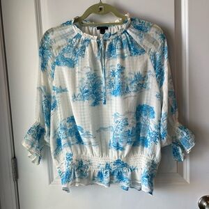Ann Taylor Blue and White Blouse. XL